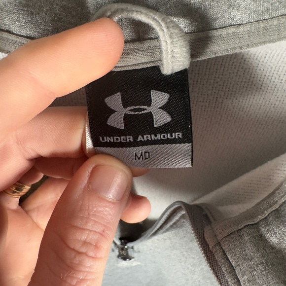 Under Armour Mens Quarter Zip Pullover Heather Gray Performance Mock Neck MD - Picture 3 of 7